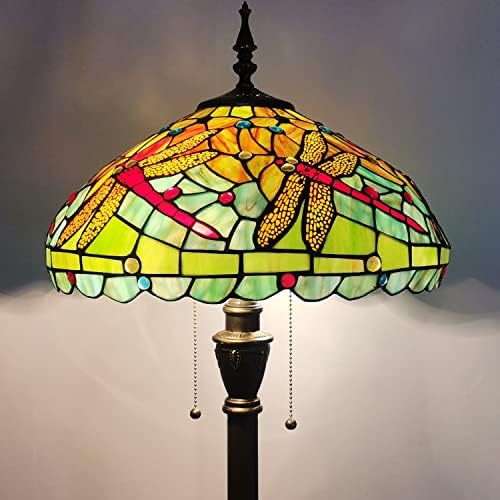 Под лампа ZJART Тифани, лампион от витражного стъкло в стил водни кончета, нескользящая основата на бронзов цвят с тегло 7 кг, височина 70 см, подходяща за дневна стая, к?
