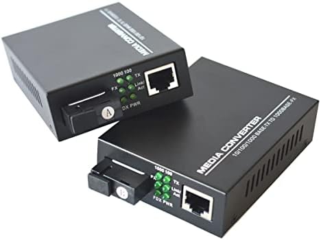 Връзки влакна медия конвертори Primeda Gigabit Ethernet, двойка двупосочни с един режим SC-влакна, 10/100/1000 rj-45 м-1000