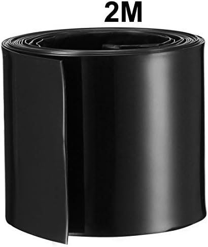 uxcell 43 мм Плоска PVC Свиване Тръба Акумулаторна Филм с Дължина 2 м за батерията, 26650 Черен Цвят