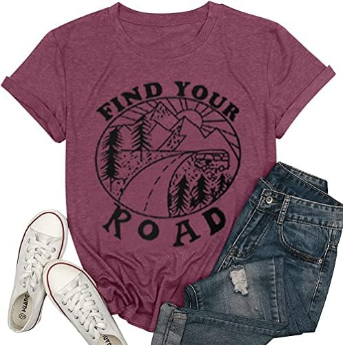 Дамски Тениски за Пътувания за Момичета с Писмото Принтом и Надпис Блузи с Къс Ръкав в Ежедневието Празнична Тениска