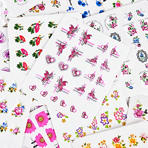 CHANGAR Flower Етикети за дизайн на ноктите Етикети 55 Листа Цветен Стикер За Пренос на Вода Цветни Пролетно Цвете