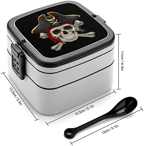 Пиратски Череп Забавен Контейнер за Обяд All in One Bento Box с Лъжица за Пътуване, на Работа, на Пикник
