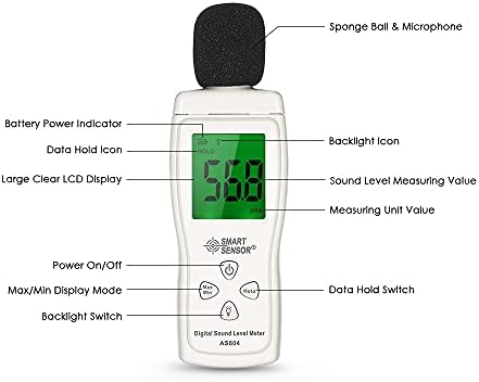 SDFGH Шумомер Мини Цифров Измерител на нивото на Звука LCD Дисплей Шумомер Измерител на Шума Уред За измерване на
