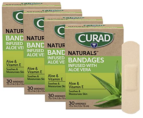Превръзки CURAD Naturals с алое Вера и витамин е 0,75 x 3, Стерилна превръзка в индивидуална опаковка, Незаменим