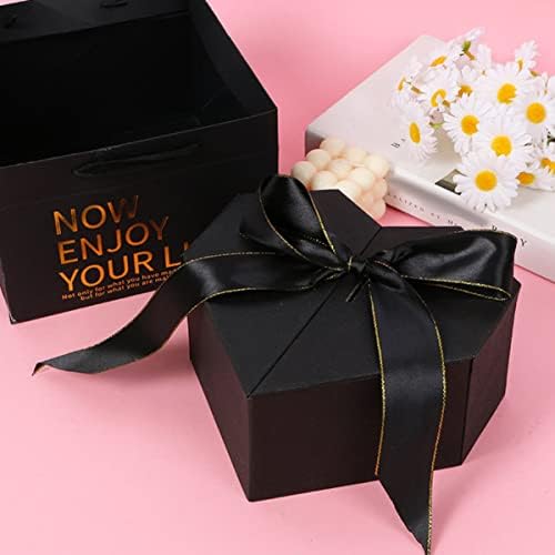 Подарък Кутия за подаръци във формата на Сърце, Подарък за Годишнина от Сватба, Романтична с Цветя Хартиената Лента