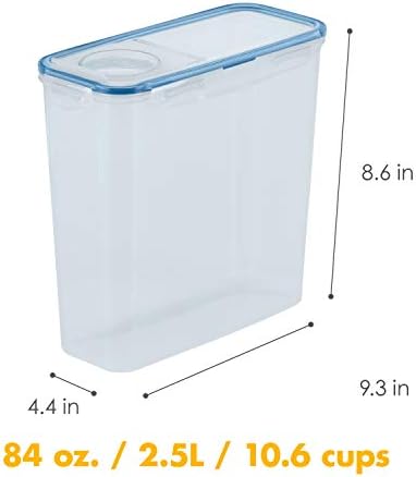 LocknLock Лесно Важните За съхранение на продукти с панти капак / Запечатан контейнер, Не съдържа BPA, 14,3 чаша, Прозрачна