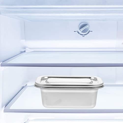 Angoily Кутия за сладолед в хладилник фризер от неръждаема стомана, метални фризер, запечатани купа за закуски,