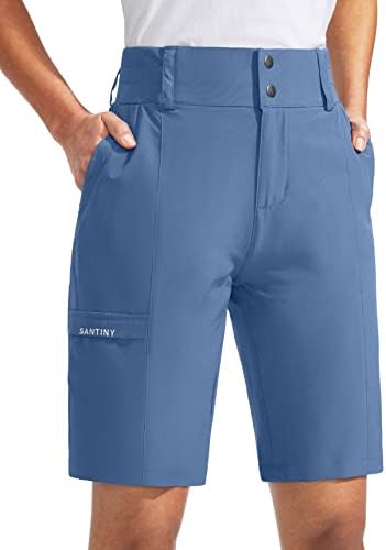 SANTINY Дамски Туристически Панталони за Голф 9 инча С Висока Талия, бързо съхнещи-Дълги, къси Панталони-Бермуди за Жени