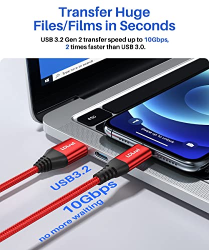 Бърз и траен USB кабел-C за пренос на данни и зареждане (10 gbps, 3,1 А) - 1 крак кабел с найлон оплеткой от