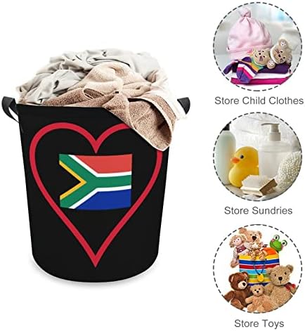 Love South_Africa Кошница за дрехи с Червено Сърце Сгъваема Висока Кошница за Дрехи с Дръжки Чанта За Съхранение