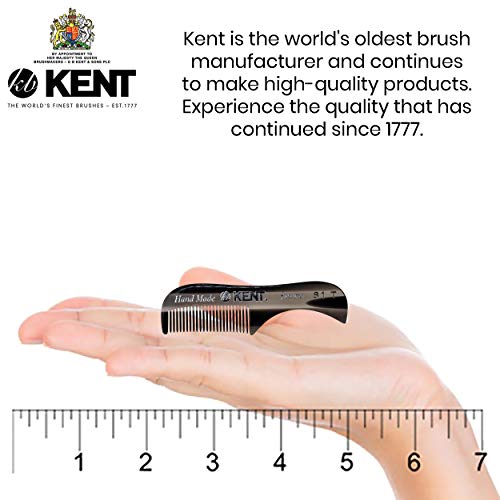Графитни гребени ръчно изработени Kent - 81T Гребен за брада и Мустаци и Имат гребен ФОТ, Меки Заоблени зъбите са ръчно