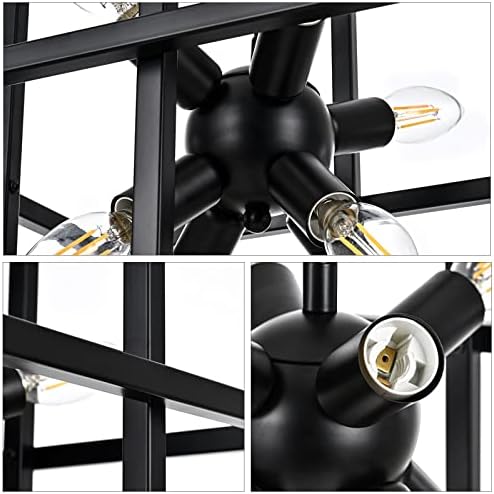 Модерни Малки Метални Полилеи Yasince Черен на Цвят, 8-Клиенти на Геометричния Окачен Лампа, Промишлен Фенер, Подвесная Полилей
