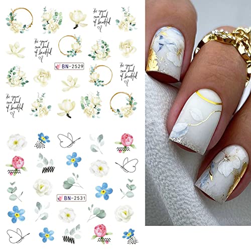 Етикети за дизайн на ноктите с цветове, ваденки, Пролетно-Лятно Цвете за Декорация За нокти, Прехвърляне на Вода, Орхидея,