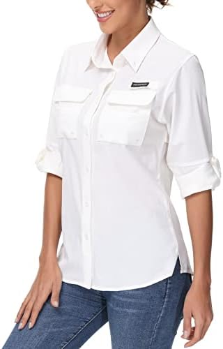 BASSDASH Женска Риза UPF 50 с дълъг ръкав за Риболов и Туризъм копчета Performance Quick Dry FS21W