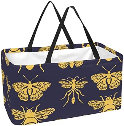 RATGDN за Многократна употреба за Хранителни стоки Чанти С Шарките на Златни Пчели Сгъваеми да Пере Големи Кошници За Съхранение Кошница За Пазаруване и Чанта-Тоут