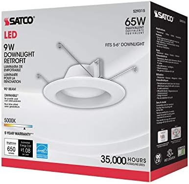 Промяна led лампа Satco S29315 капацитет от 9,8 W; 5-6 инча; 5000 До; С регулируема яркост; 120 Волта 12 бр.