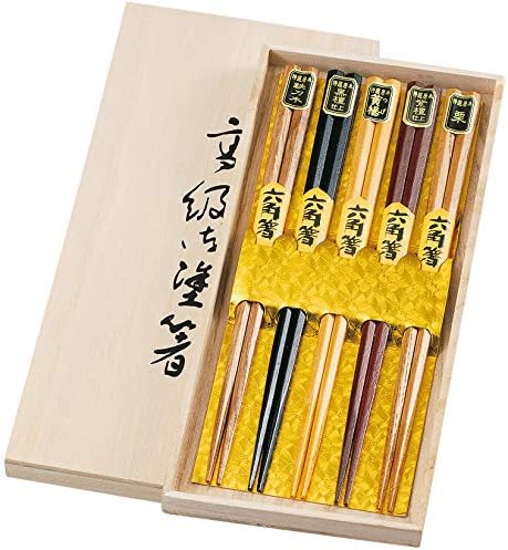 Комплект от пръчки за хранене Yamazaki Mataiichi Shoten от 5 Издълбани клончета 8,9 инча (22,5 см)