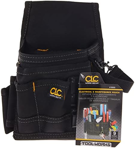 Малка чанта за обслужване на електрически съоръжения CLC Custom Leathercraft 1503 , Черна, с 9 ДЖОБОВЕ