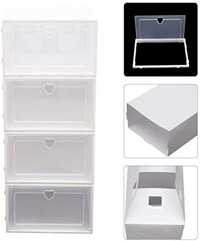 GDAE10 20pcs Бели Прозрачни Кутии За Обувки Штабелируемые, Пластмасови Кутии с Откидными Капак С Дупка във формата