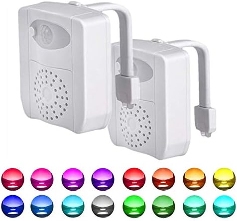 Тоалетни осветителни тела с откриване на движение, 2 опаковки, 16 цвята, активен сензор за движение, Водоустойчив
