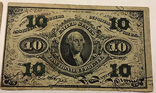 1863 10 цента 10 цента на Джордж Вашингтон на 3 - та издаване на Дробна Валута Пощенски Разходи Валута Зелена Обратната