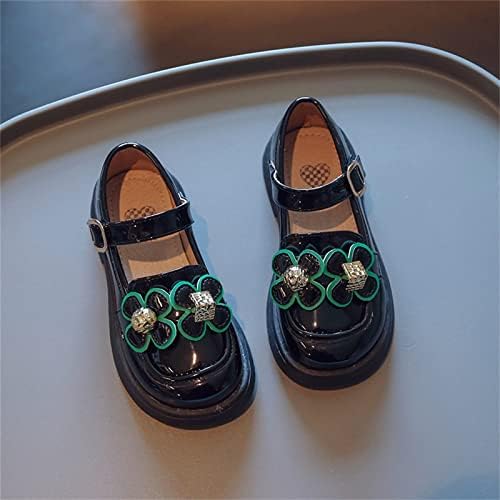 Кожени обувки с цветен модел за момичета, меки обувки на принцесата с кръгла пръсти, на равна подметка (За деца/Малко
