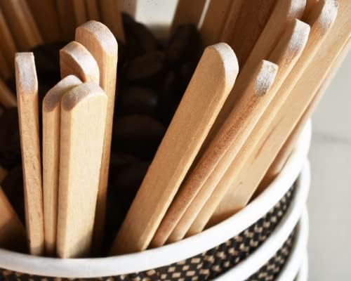 5,5-Инчови Дървени бъркалки за кафе ICO - [Размер На 100] Дървени пръчици за разбъркване на кафе