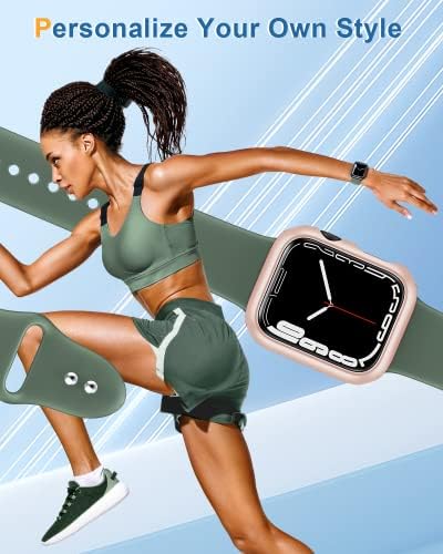 Humixx [4 в 1] Спортни силиконови въжета са Идеални за Apple Watch Band и [5, 1] устойчив на удари калъф за