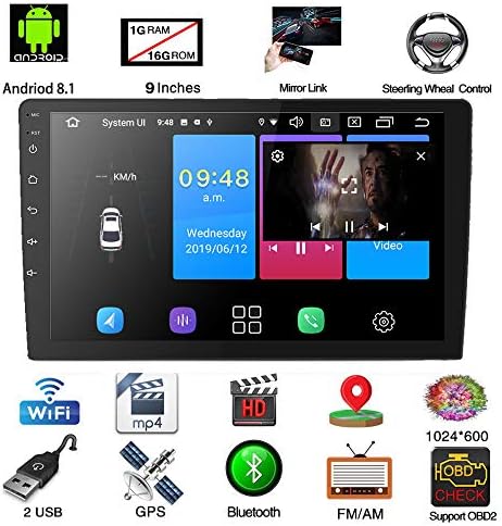ASTSH 9 Инча Android Една Din Стерео Сензорен дисплей в таблото Авто радио приемник с a-GPS навигация, WiFi Резервна Камера, Bluetooth Hands Free Огледалната връзка (1G ROM + 16G ROM)
