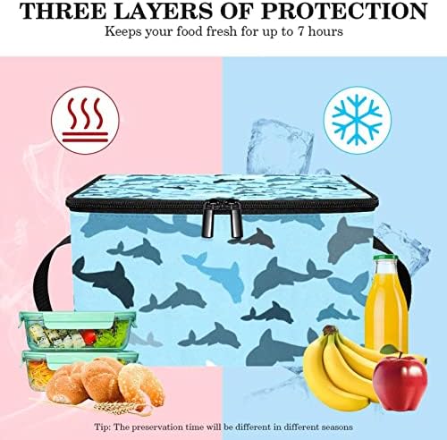 Бяла Синята Чанта за Доставка на Храна за морски животни Делфини флот, Изолирано Продуктова Чанта | Двойна Светкавица