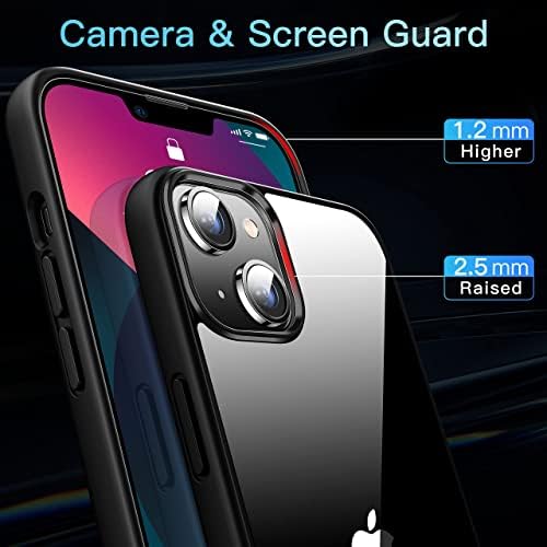 CASEKOO iPhone 13 Кристално Чист Черен Калъф и Защитно фолио от Закалено Стъкло