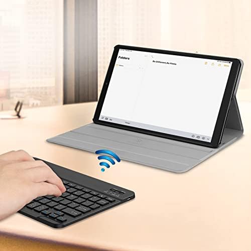 Калъф-клавиатура Fintie за Samsung Galaxy Tab A 10.1 2019, модел SM-T510/T515/T517, Тънък корпус, Лека поставка с подвижни безжична клавиатура Bluetooth, черен