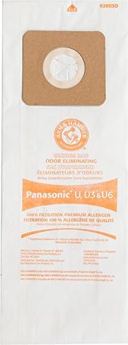 Подмяна на чантата вакуум Arm & Hammer за Panasonic Style U, пакети за премахване на миризми и алергени,