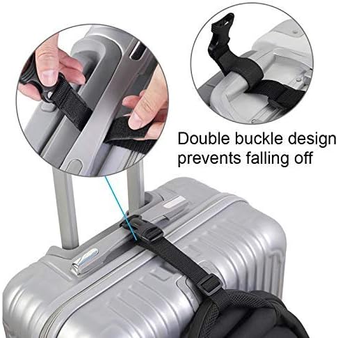 Багаж колани, Два Колана за куфара Add a Bag Презрамка за куфар, Регулируеми Пътни Закрепване на Аксесоари за свързване на три куфарите Заедно - 2 опаковки (черен)