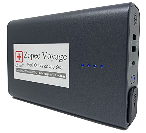 Универсална интелектуална CPAP-батерия Zopec Voyage (1,5-2 нощувки). Вградена молниеносная зареждане USB-C PD45W за преносими компютри и телефони. Отговаря на изискванията на FAA /