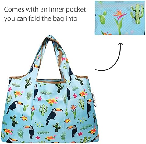 Сгъваема Найлон Множество чанта за пазаруване Bowbear (комплект от 2 теми), Tropics