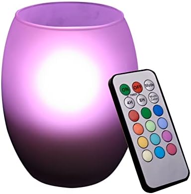 Променящ се Цвят Беспламенная Led Свещ на Батерии с Дистанционно управление, Таймер, Реалистичен Електрически Голяма Чай Лампа, Притежателят от Матирано Стъкло във
