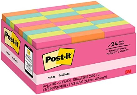 Мини бележки Post-it, 1,5 × 2 инча, 24-notepad, любими стикери № 1 в Америка, колекция Poptimistic, Ярки цветове