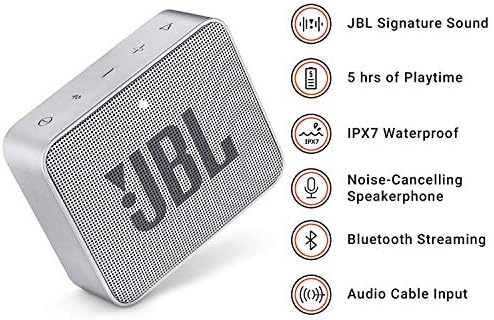Портативна Bluetooth-колони JBL GO2 с акумулаторна батерия, Водоустойчива, Вграден хендсфри, Сив