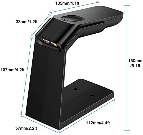 Баркод скенер Alacrity 2D QR с поставка 3 в 1, Bluetooth, 2.4 Ghz Безжична USB и Кабелен баркод скенер, поддръжка