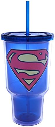 Сребърен Бъфало SP0217 С Логото на DC Comics, Супермен Голяма Пластмасова Чаша за студена Вода 32 грама, Многоцветен
