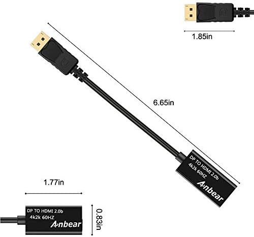 Адаптер Anbear Active Display Port към HDMI 2.0 адаптер Displayort до HDMI2.0b за свързване на КОМПЮТЪР/таблет