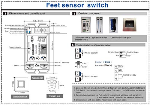 Ключ Сензор за краката на Педалите UHPPOTE Индуктивен за вратата на лабораторията на болницата Автоматично