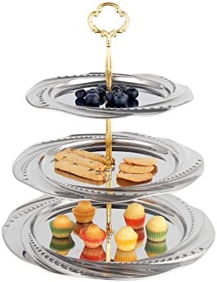 3-Ярусная Сервировочная шкаф -Поставка за торта от Неръждаема Стомана, Чинии за Плодове и Десерти, Сервировочный