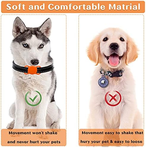 Титуляр яка за кучета с въздушна етикет, 4 опаковка, притежател на въздушна етикети, Гъвкав силиконов защитен калъф, Съвместим