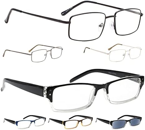 LUR 3 опаковки на метални очила за четене + 4 опаковки класически очила за четене (само 7 двойки ридеров + 0,75)