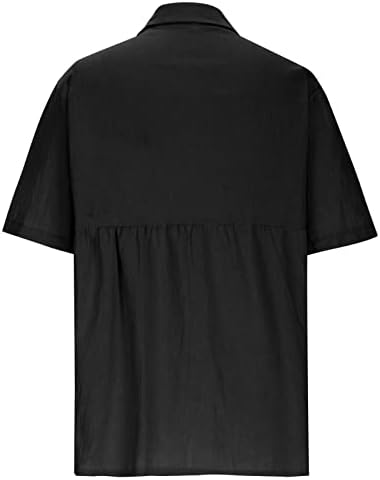 Blusa Camisa Cuello vuelto против botones para Mujer Camisetas против Estampado peces de Trabajo holgadas de lino y algodón