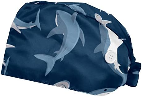 Работна шапка с шарките на анимационни акули, копчета и тренировочная лента, регулируеми начесы на експозиции
