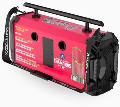 Портативна колона Bumpboxx Bluetooth Flare8 Atlanta Braves | Ретро Boombox с Bluetooth-високоговорител | Акумулаторна литиева