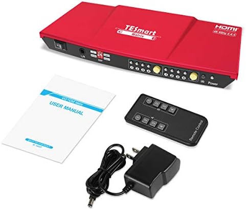 Сплитер матричен превключвател TESmart 4x2 HDMI, кутия за превключване на HDMI 4K @ 60Hz, 4 входа и 2 изхода с IR